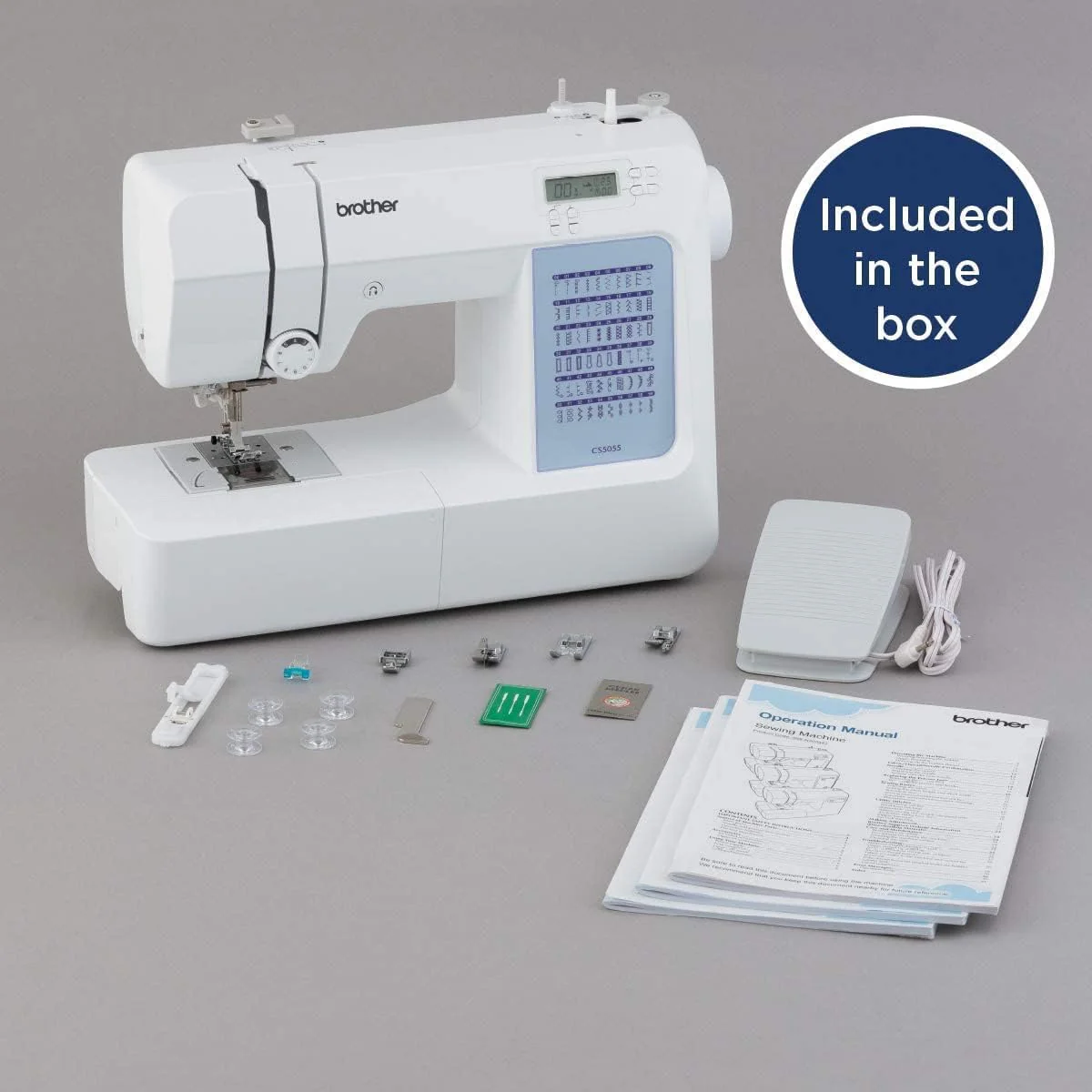 Brother CS5055 computerized sewing machine, 60 built-in stitches, LCD display