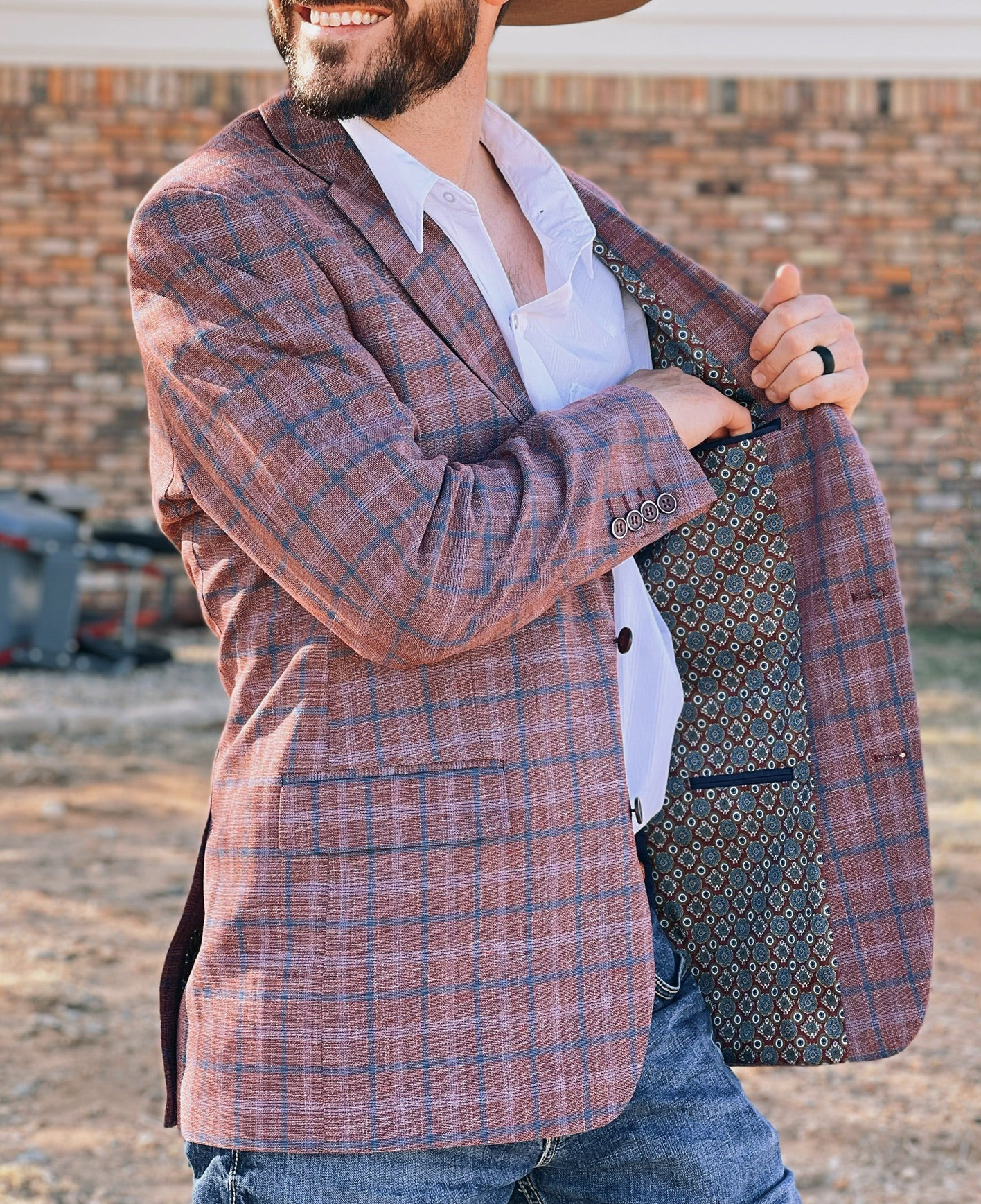 Daily Plaid Notch Lapel Single Breasted Pocket Design Blazer