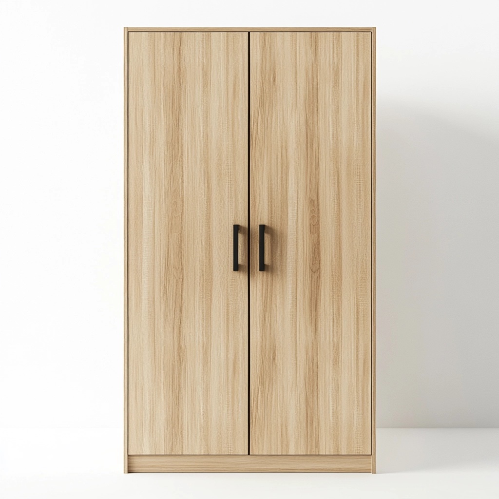 Armario de dormitorio moderno en madera roble claro con puertas batientes funcional para ropa 180x80x50 cm mueble de almacenaje YQ4356386