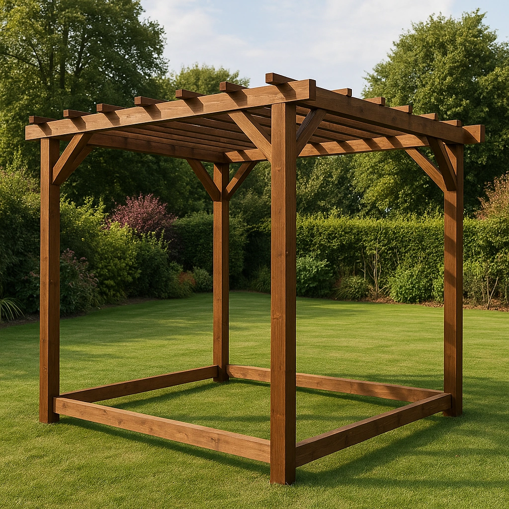 Pérgola estructura jardín marrón madera para exterior 300x300x290 cm