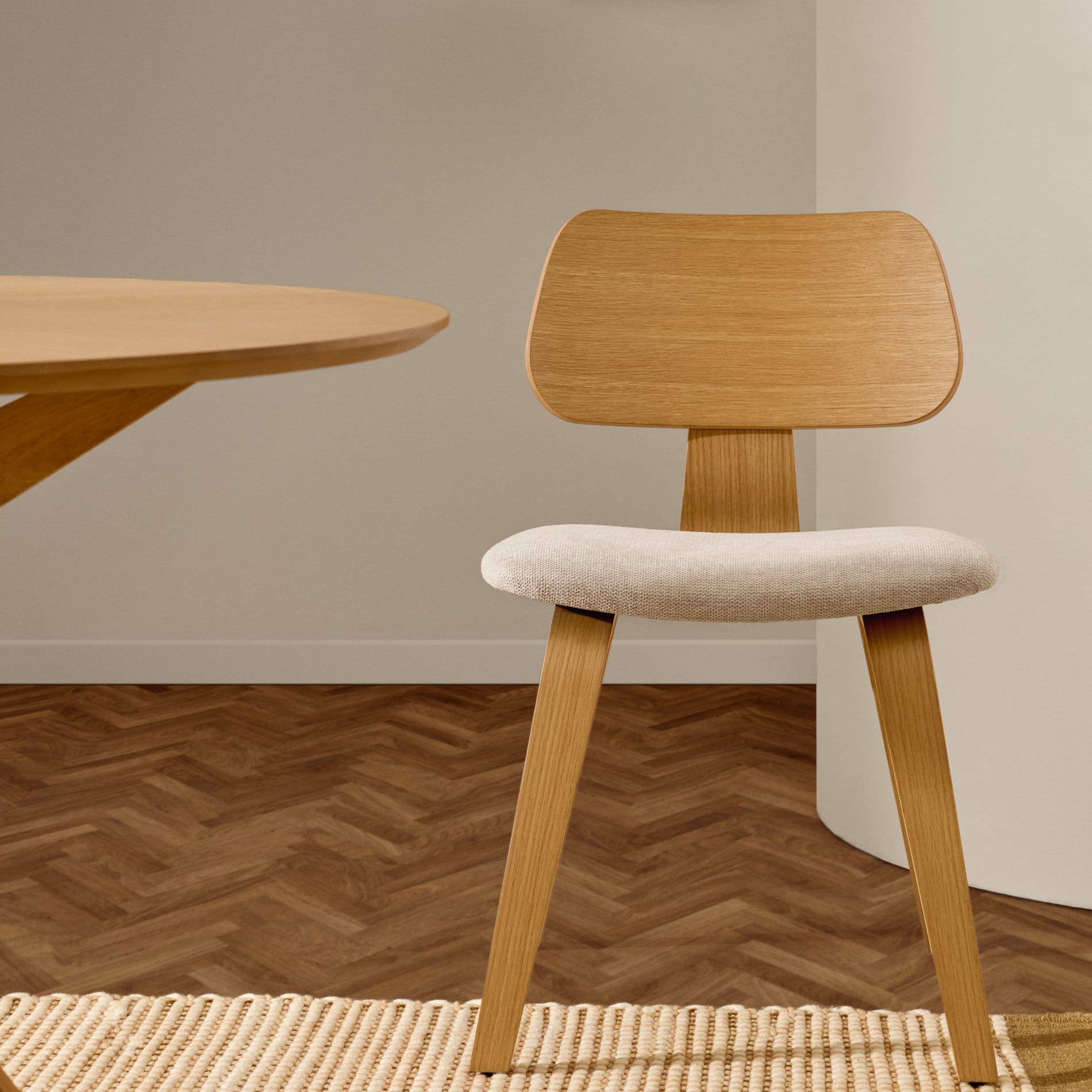 Kave Home Gena Eetkamerstoel - Eiken / Beige