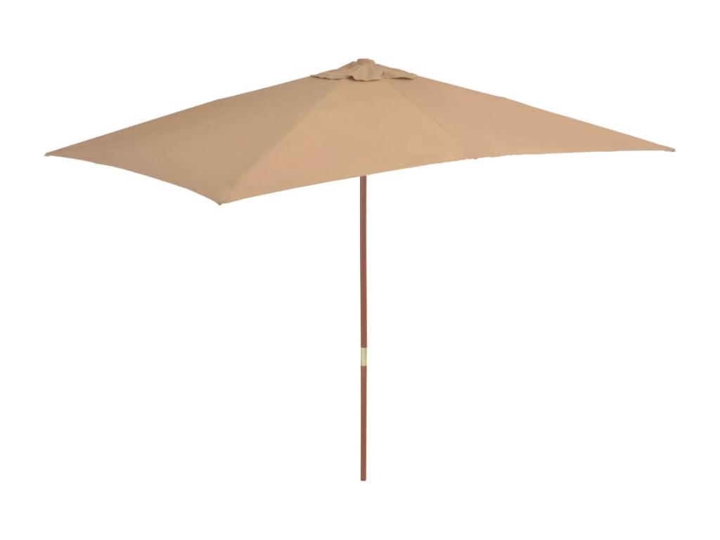 Sombrilla de exterior con palo de madera 200 x 300 cm Taupe