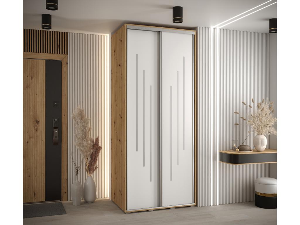 ARMARIO DAVOS 8 DE PUERTAS CORREDERAS 235,2/110/60 2 puertas (Artisan/Blanco/Plata)