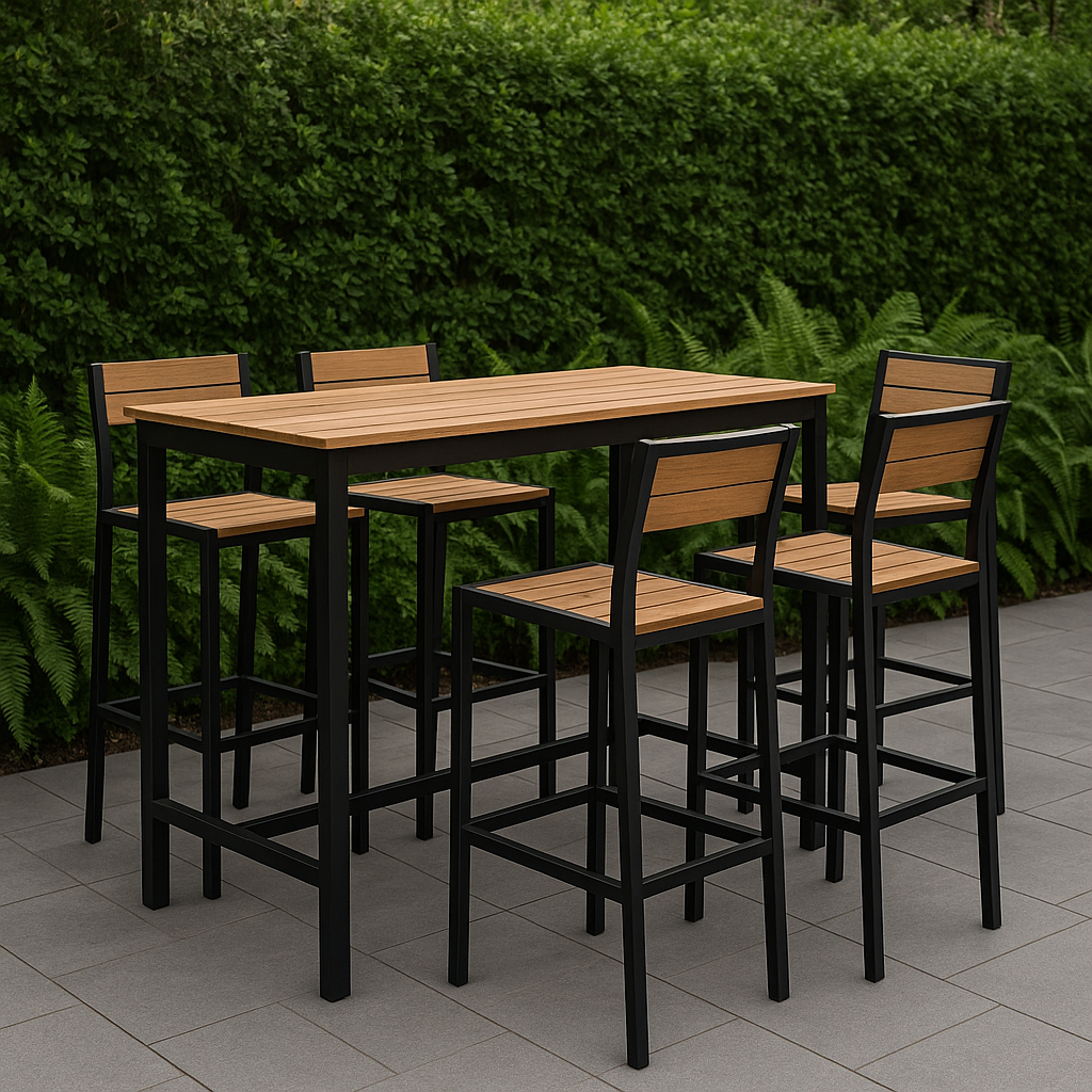 Bar de jardín Conjunto Marrón Ratán sintético Exterior Terraza 120x55x110 cm