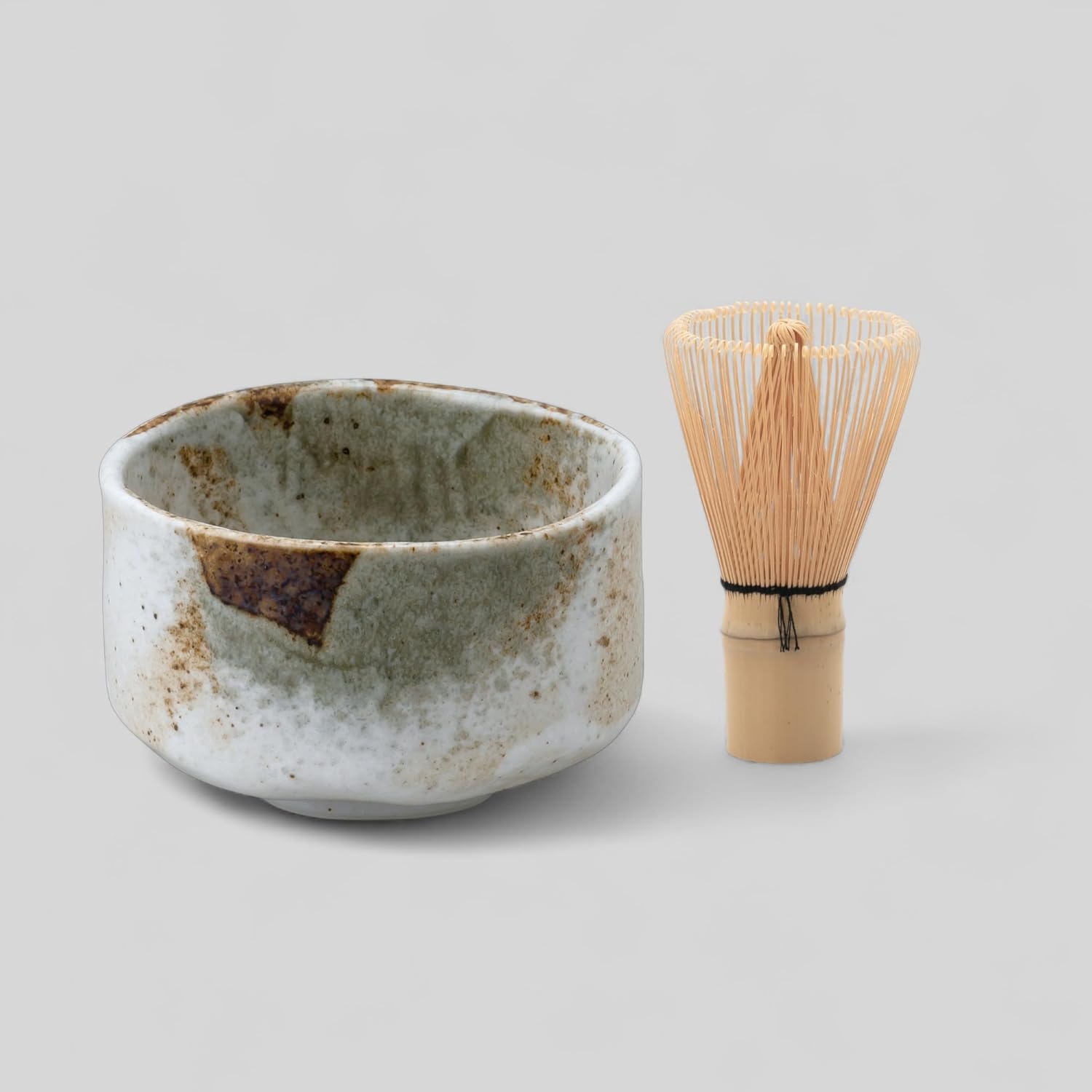 Ceramic Matcha Tea Bowl Authentic Japanese Tea Ceremony Pottery, Mino Ware Made in Japan, Yukishino Snow