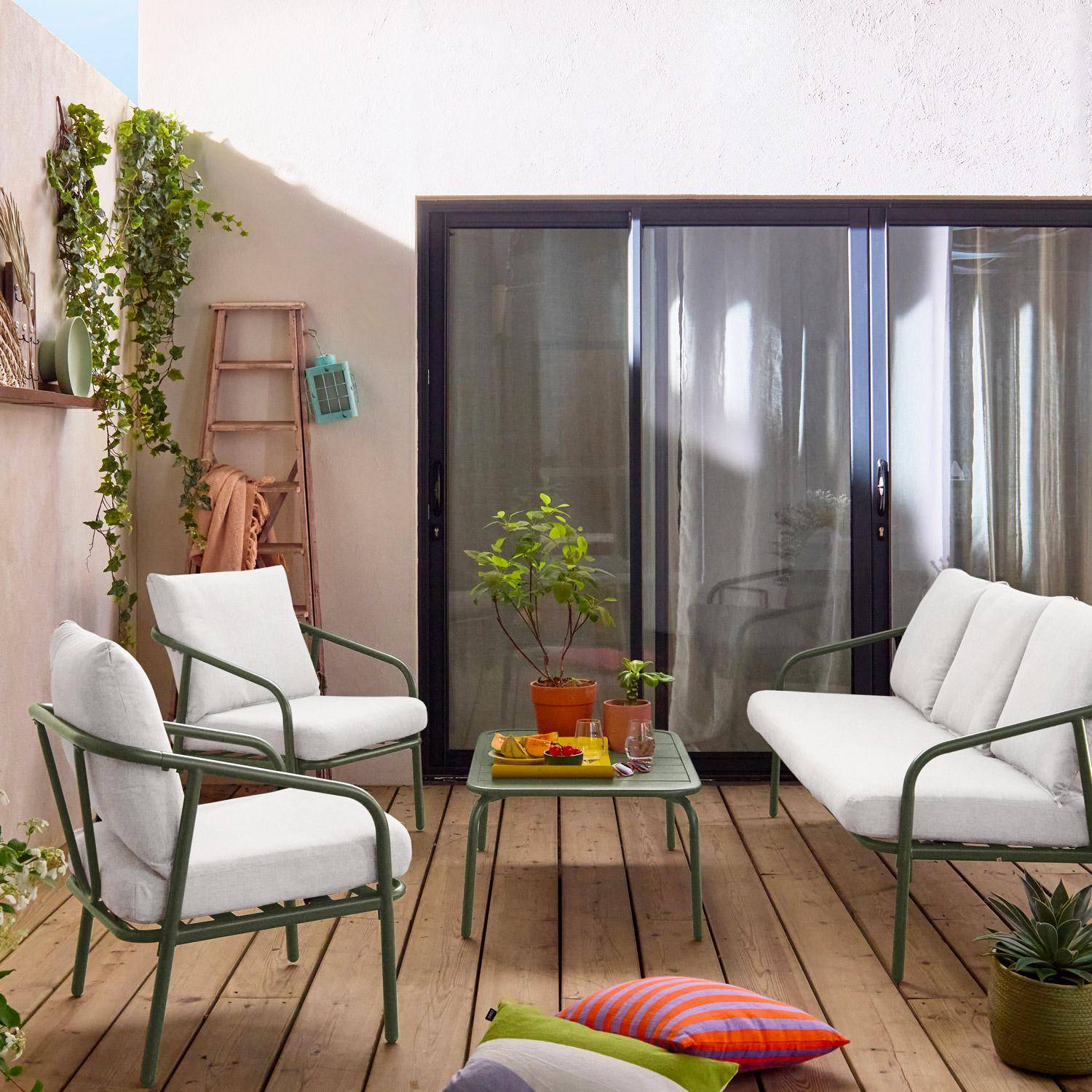 Messina 5 - Conjunto de muebles de jardín de acero, 5 plazas