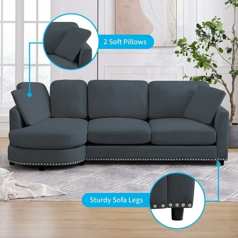 L Shape Sectional Sofa with Chaise and Cushioned Seating