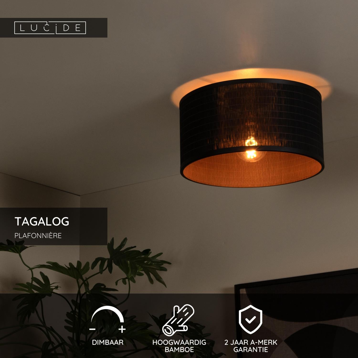 Lucide TAGALOG Plafonnière - Zwart