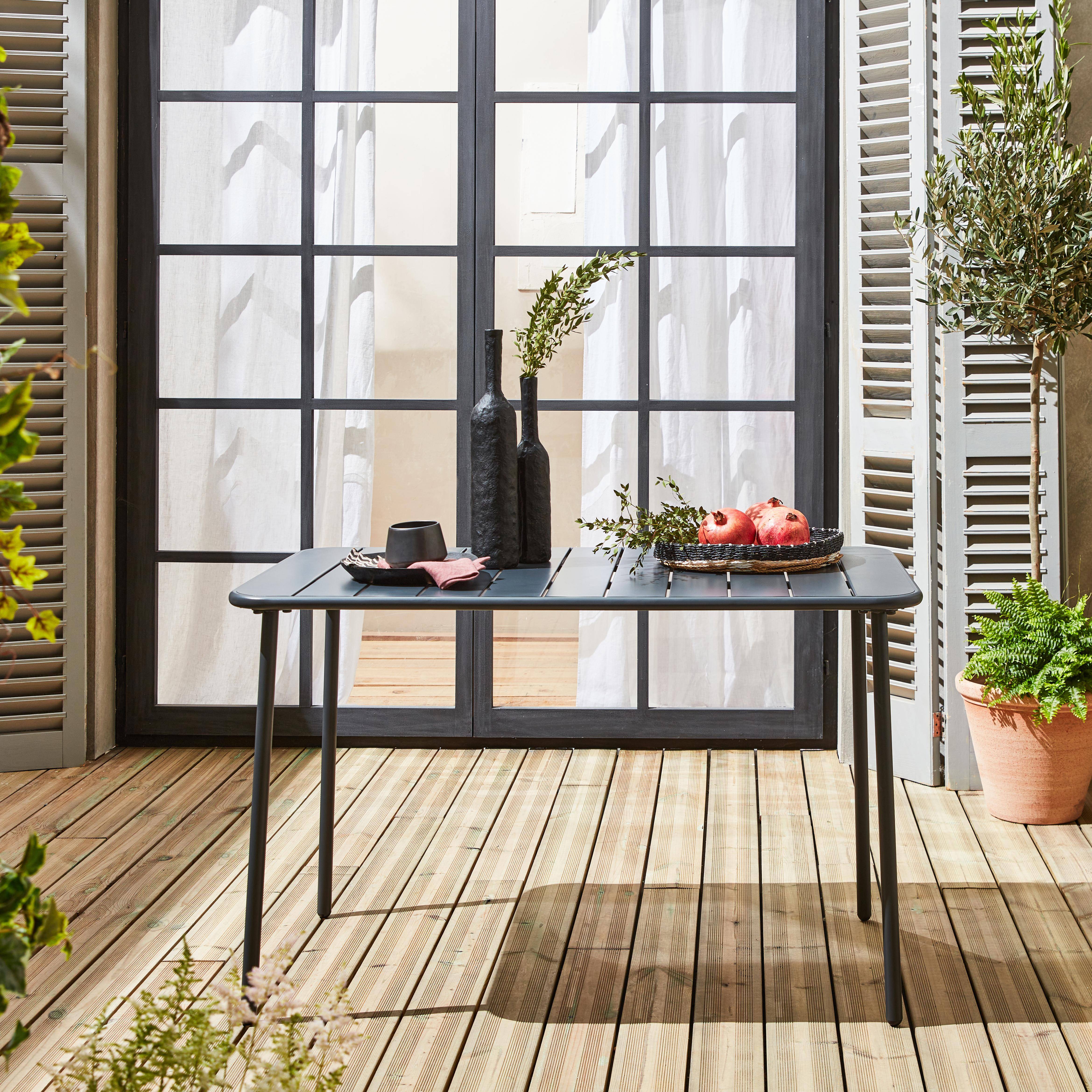 Amelia - Mesa de jardín bistró de acero, 4 plazas, 120cm