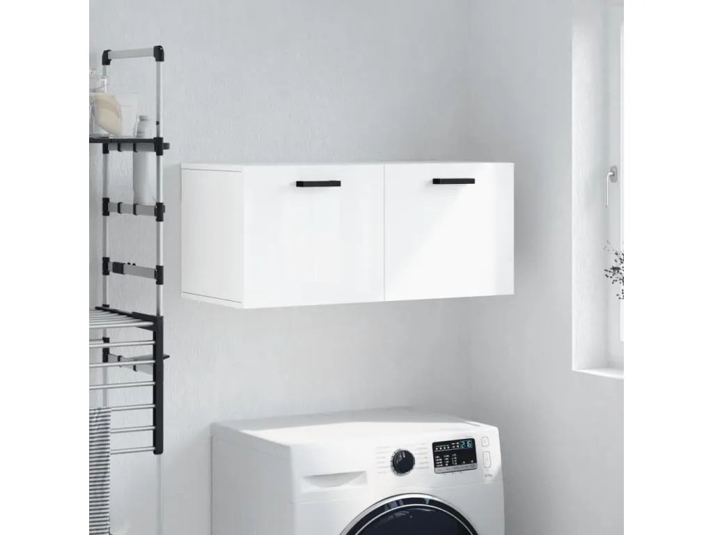Hogarmini Armario de pared Hogarmini ingeniería blanco brillo 80x36.5x35 cm lpdl97674