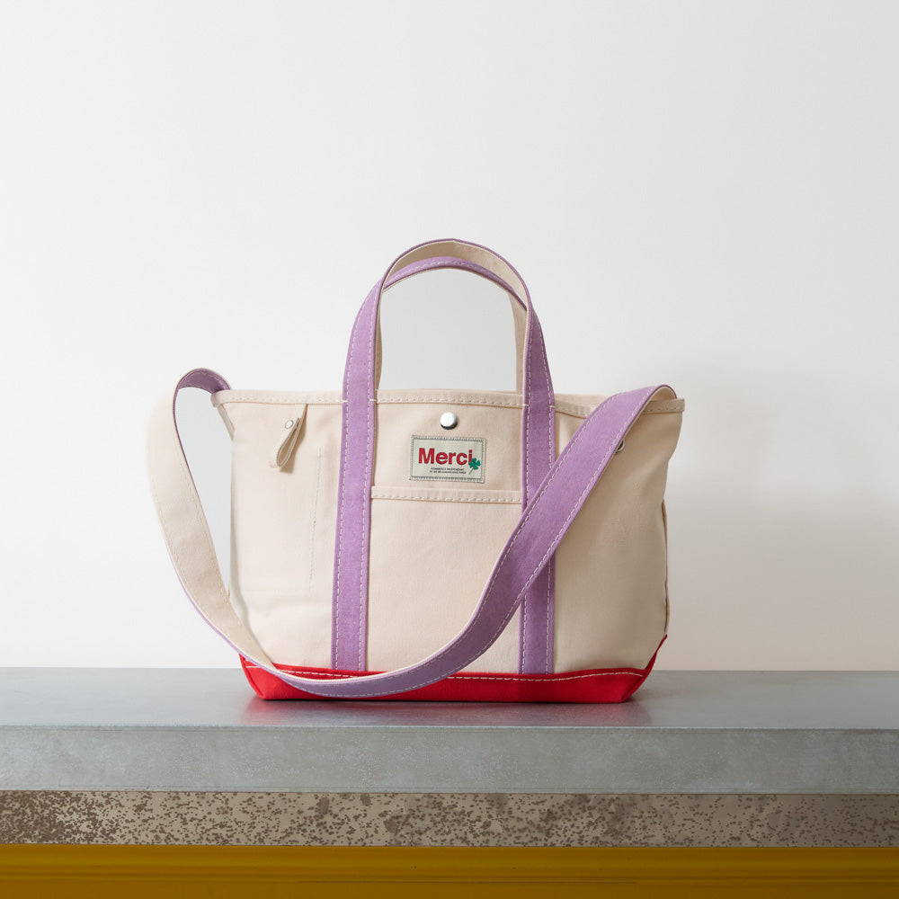 Merci - Cabas Candide - Ecru & Lila & Rouge