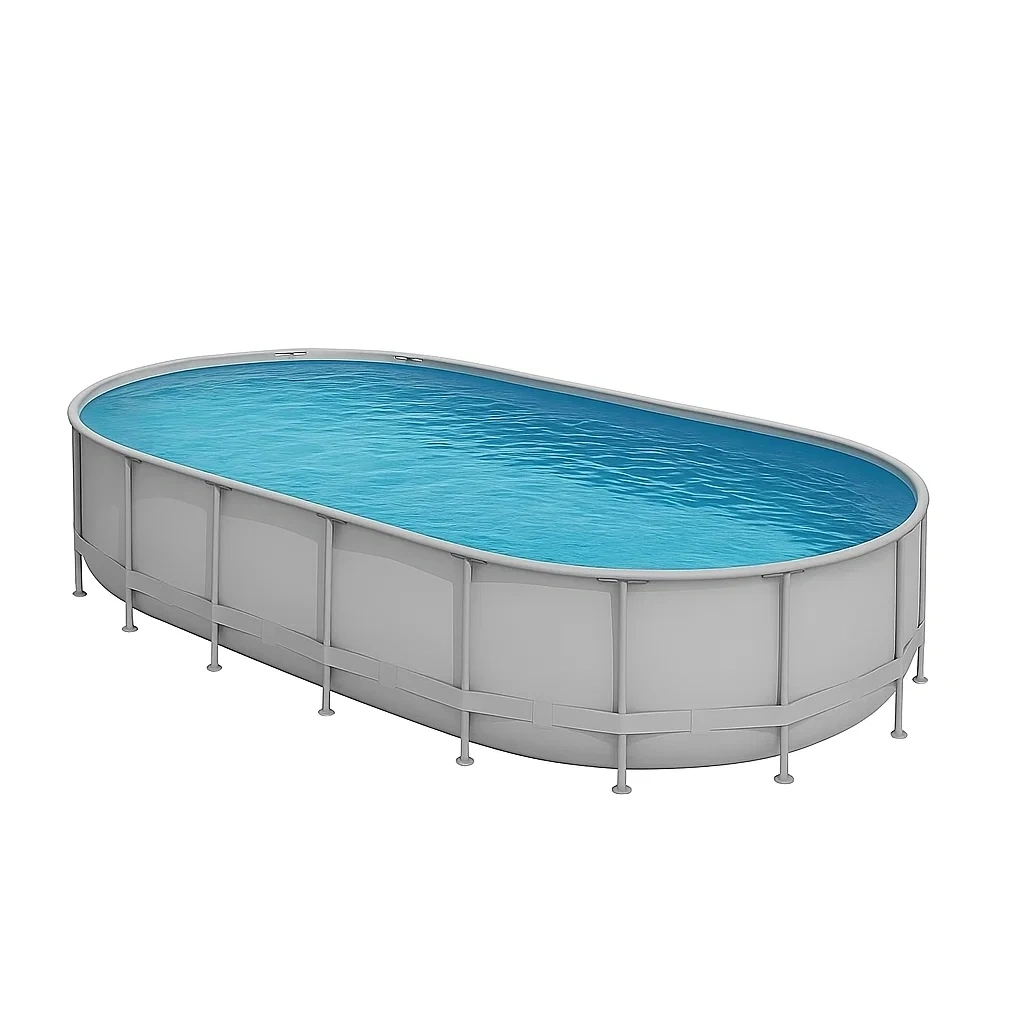 Piscina tubular ovalada desmontable 472x286x104 cm gris claro DWYynUH150Sy