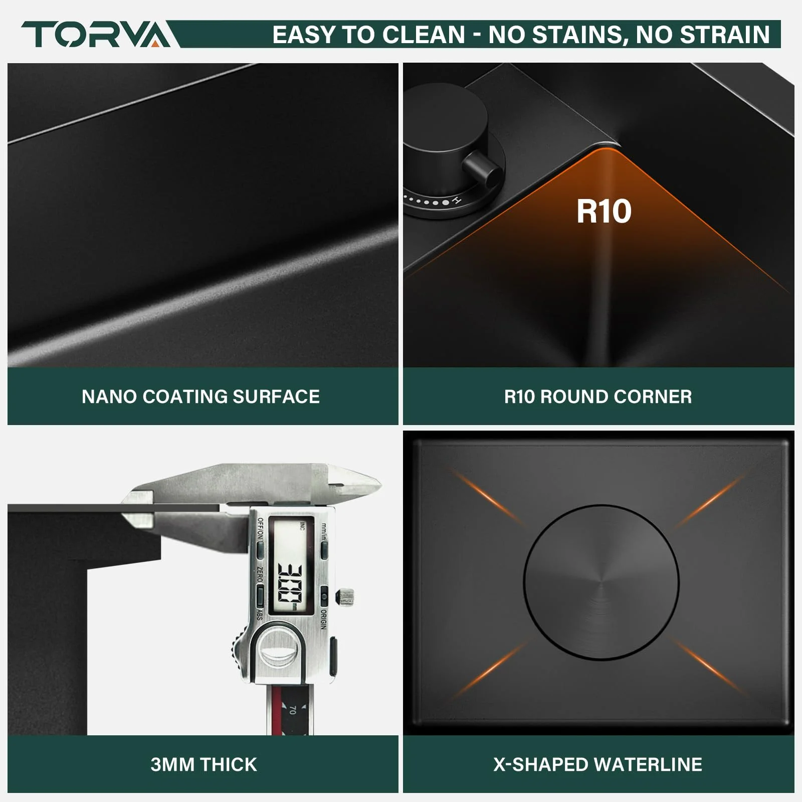 TORVA RV Kitchen Sink, 13 x 15 x 7 Inch Undermount Bar Sink 16 Gauge Stainless Steel Single Bowl Sink with Foldable Faucet Cutting Board, Dark Grey - Image 6