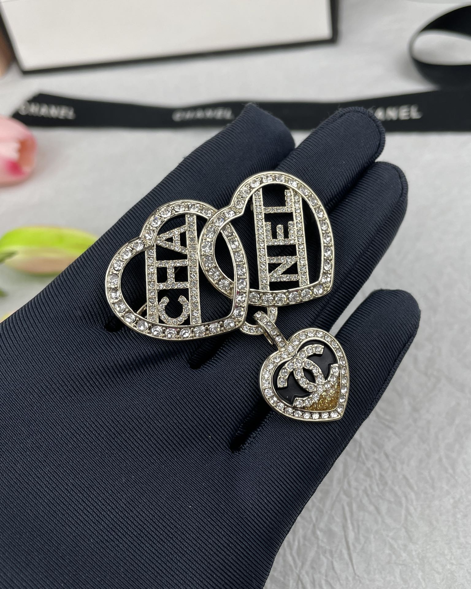 Chanel Three Hearts Monogram Brooch - Original Replica Club
