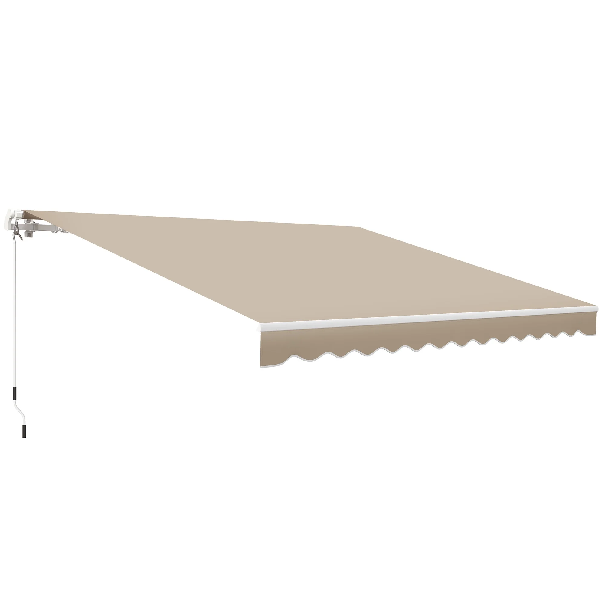 Outsunny 12' x 10' Manual Retractable Awning Outdoor Sunshade Shelter for Patio, Balcony, Yard, with Adjustable & Versatile Design, Beige and White - Image 18
