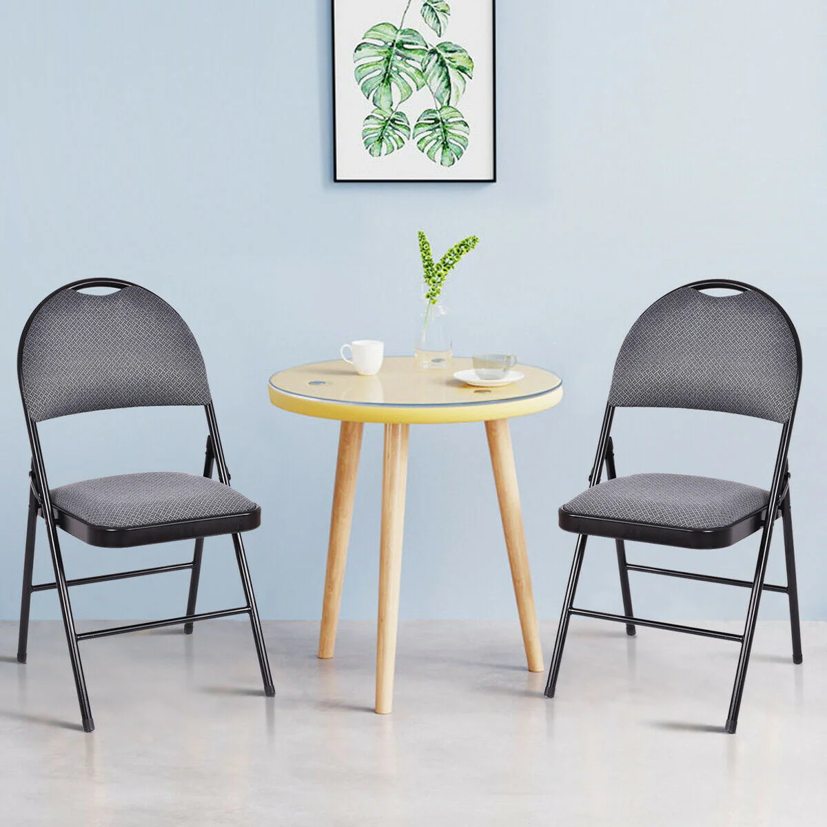 Costway Set of 6 Folding Chairs Fabric Upholstered Padded Seat Metal Frame Home Office - Image 4