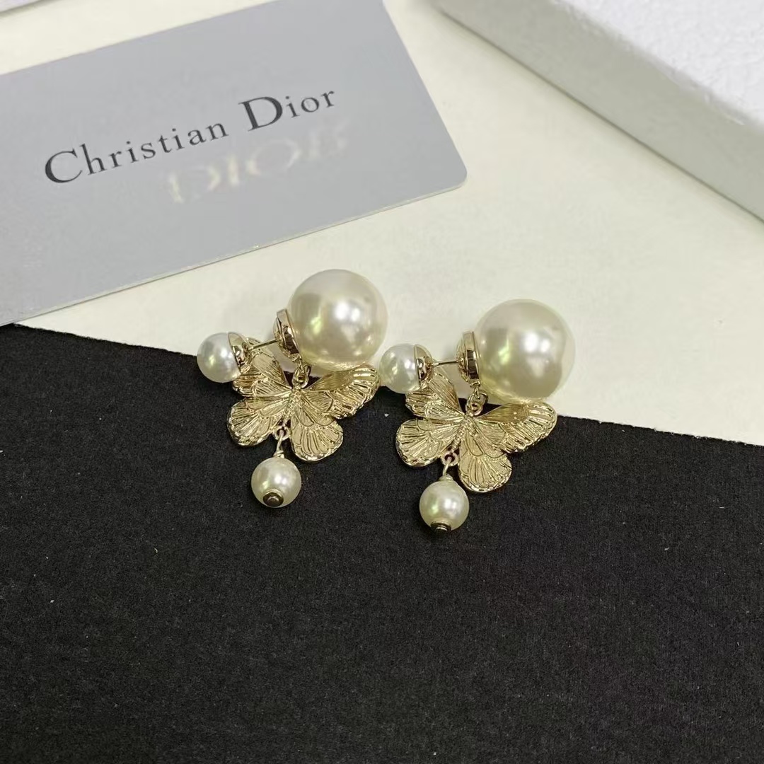 Dior Butterfly with Pearl Earrings - Original Replica Club