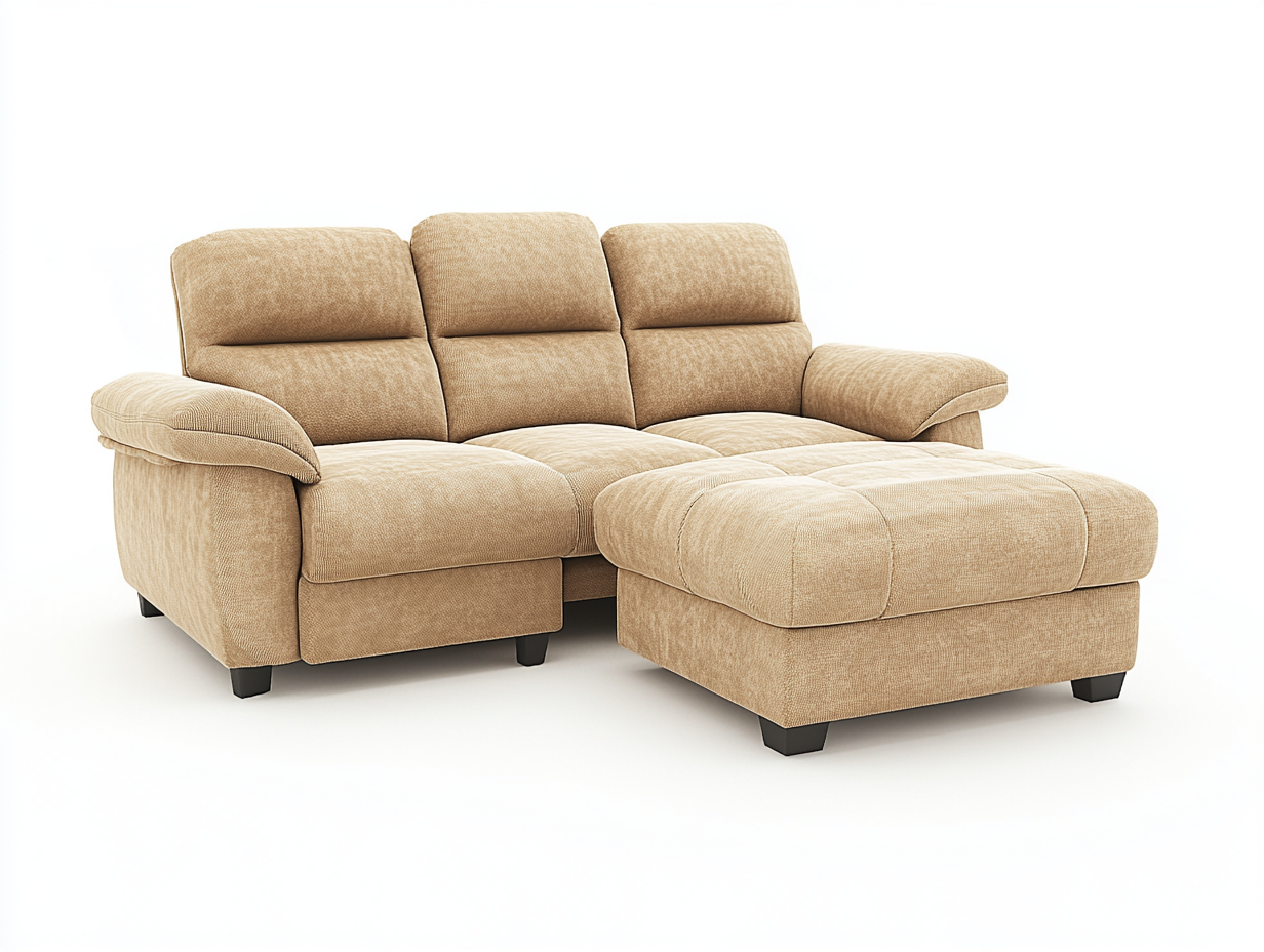 Sofá de tela beige moderno para salón seccional con chaise longue