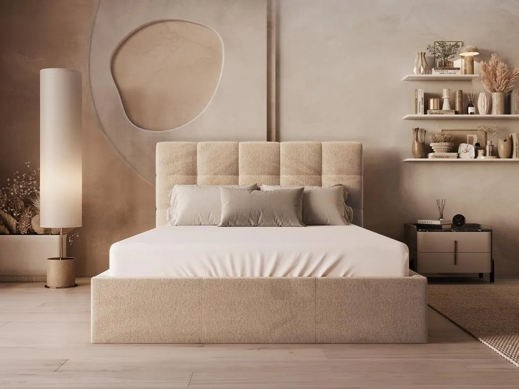 Cama alta 140x200 cm - con escritorio y estantes - estructura de metal - Cosinor lmu3599754
