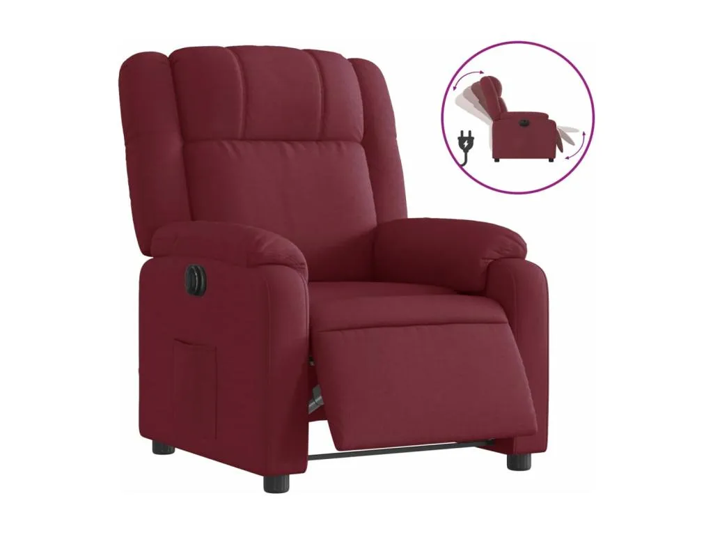 Sillón reclinable eléctrico tela rojo tinto