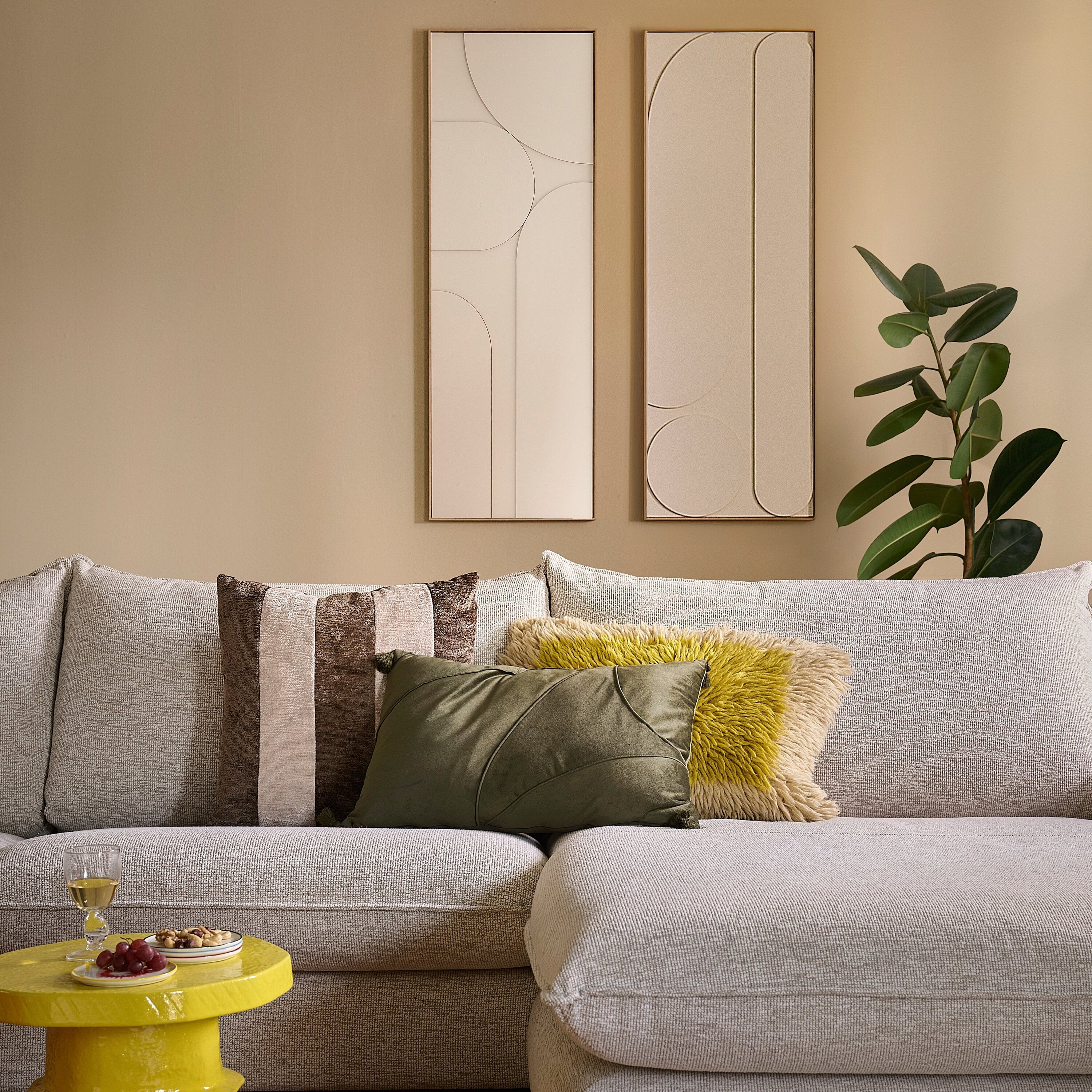 by fonQ Raised Abstraction Schilderij - Balanced - 40 x 118 cm - Lime