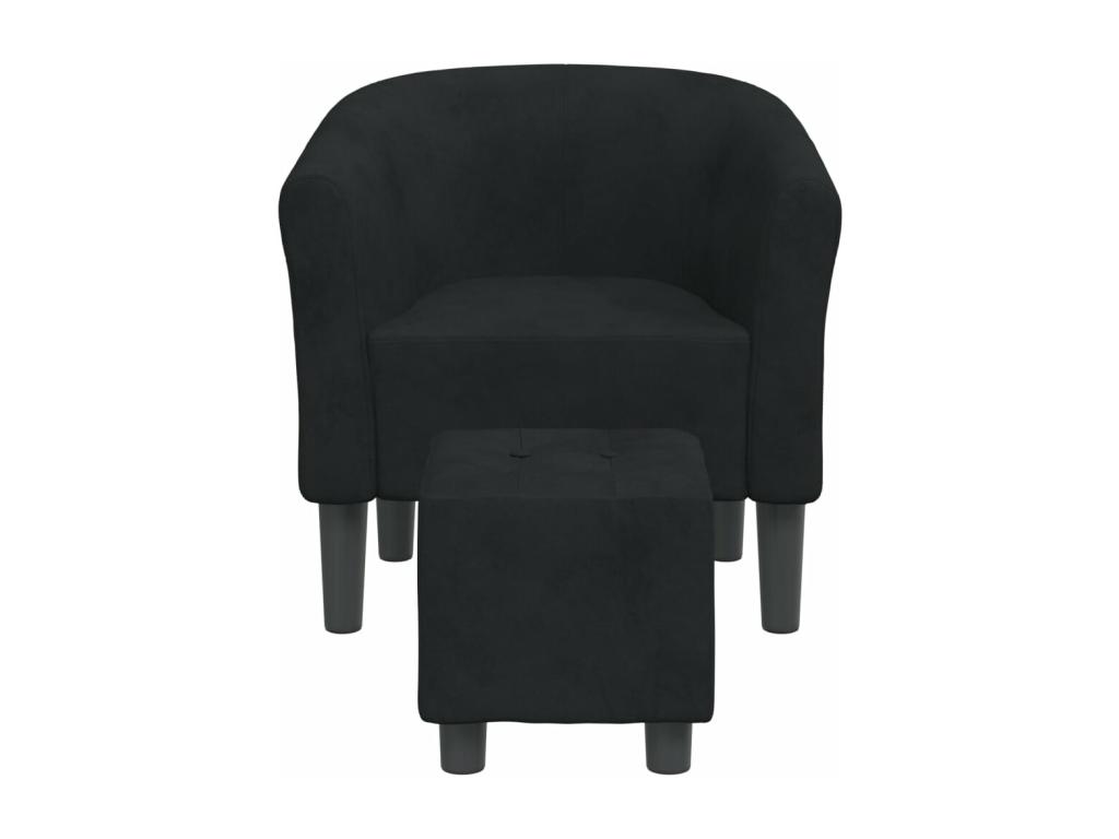 Sillón con taburete terciopelo negro