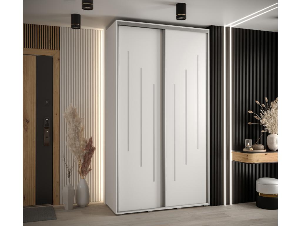 ARMARIO DAVOS 8 DE PUERTAS CORREDERAS 235,2/140/60 2 puertas (Blanco/Blanco/Plata)