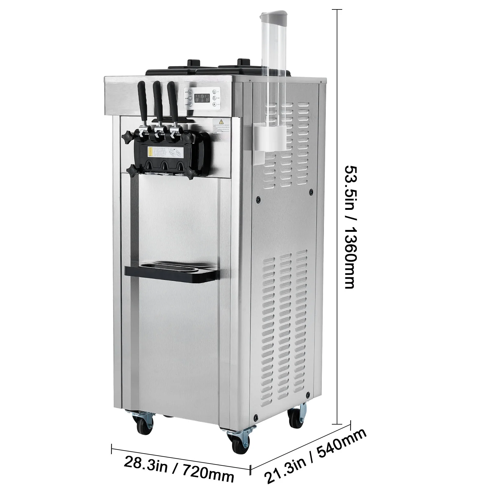 KFFKFF Commercial Soft Ice Cream Machine 21-31 L/H Output 3-Flavor LED Display Auto Clean 4.3L/1.1GAL Hopper ,1.7L/0.45gal Cylinder - Image 9