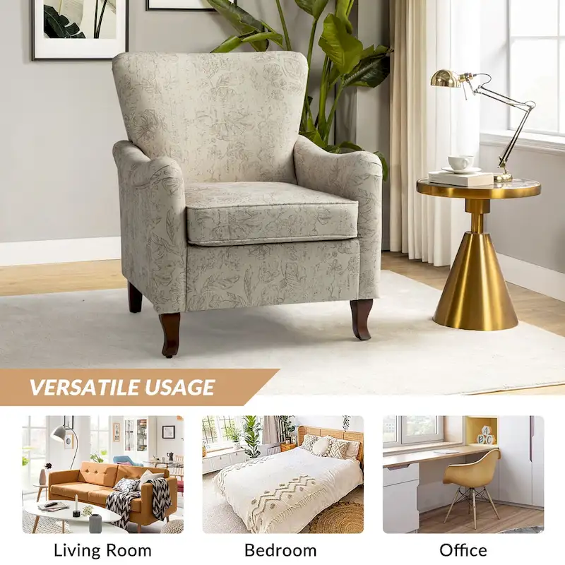 HULALA HOME Samouel Contemporary Floral Wingback Armchair