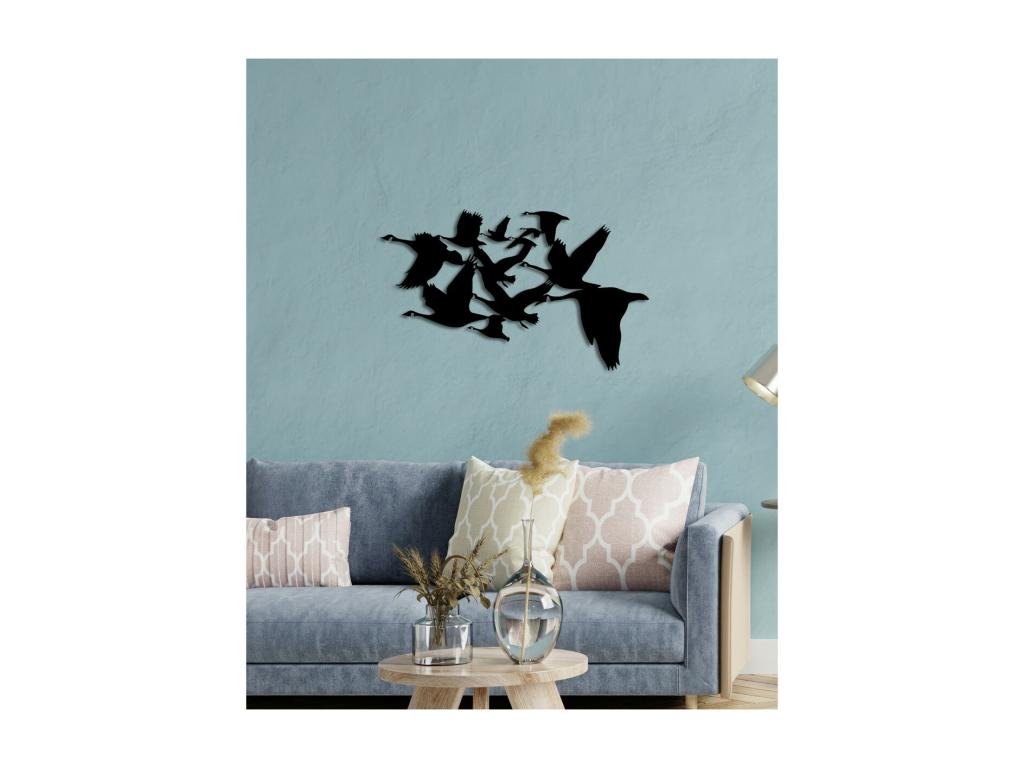 Decoración de Metal Aves 4, Negro, 82x0,15x50 cm, Casaplu