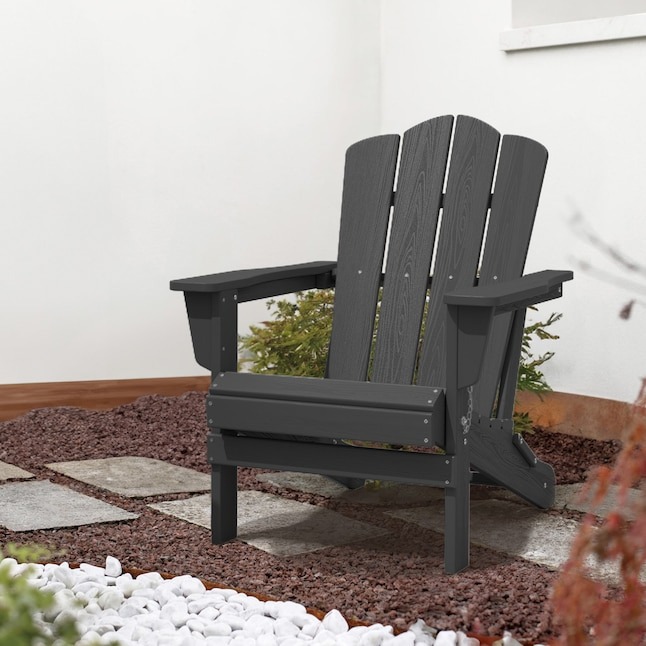 WAYFAIR JEAREY All-Weather Patio Folding Adirondack Chair - Stackable Hdpe Frame Stationary Adirondack Chair With Slat Seat