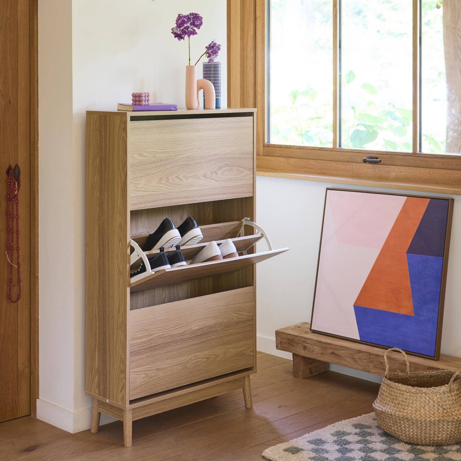 Dune - Mueble zapatero escandinavo, decoración en madera