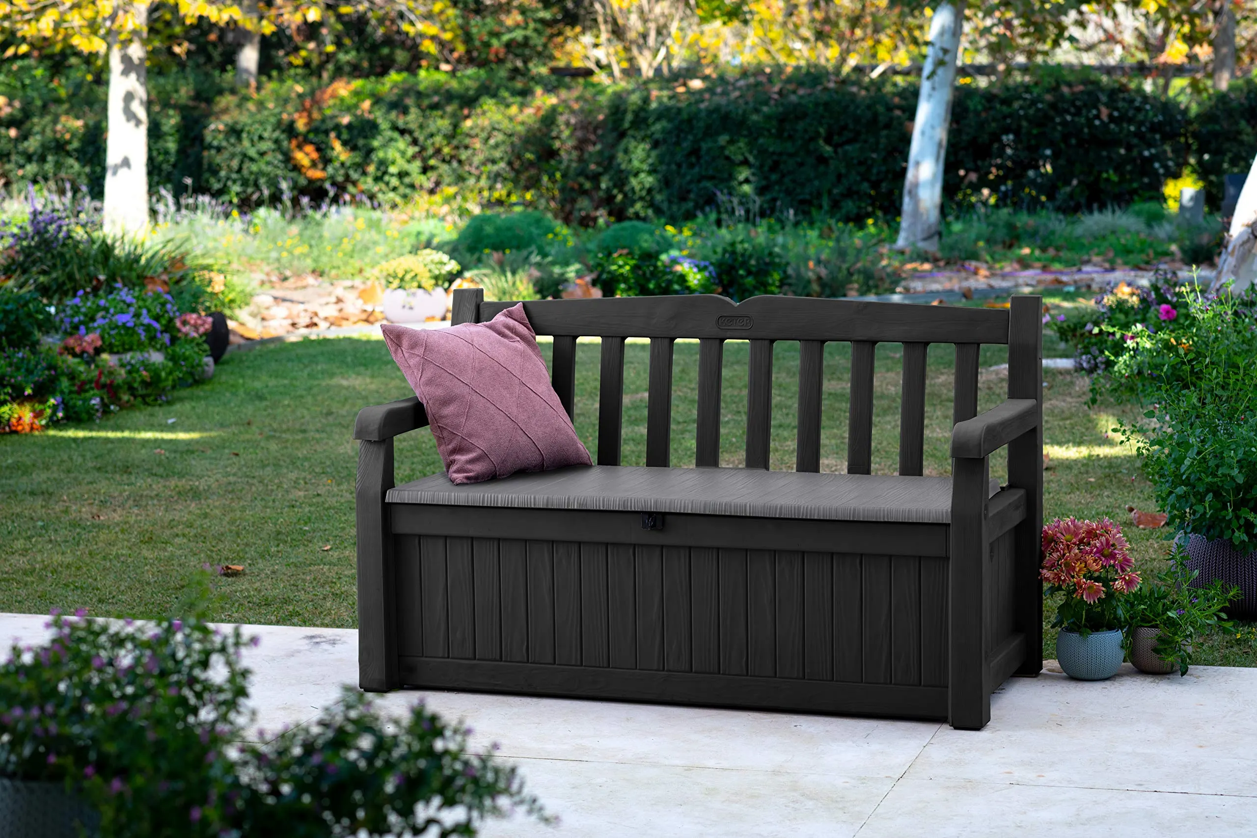 Keter Eden 265L Garden Storage Bench - Graphite/Light Grey