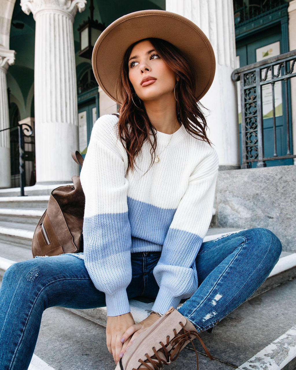 Novalee Knit Striped Colorblock Pullover Sweater - Se7enfashion