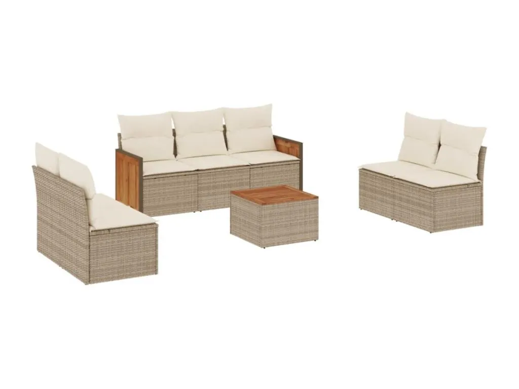 Juego de sofás de jardín con cojines beige 8 piezas ratán PE