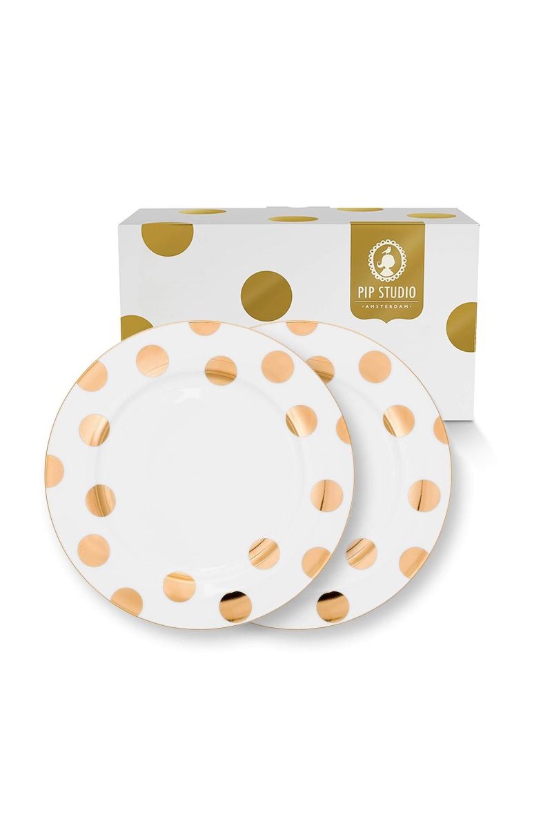 Set/2 Plates Dot Delight White/Gold 26.5cm