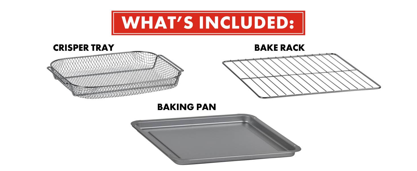 Included Air Fry Tray. Baking Pan. and more