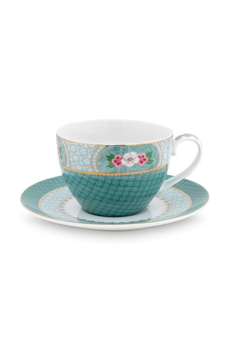 Cup & Saucer Blushing Birds Blue