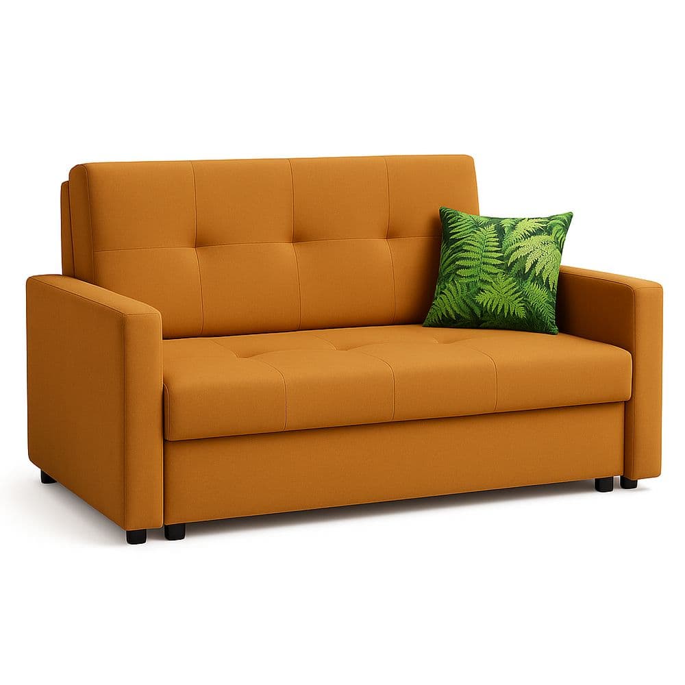 Sofá cama de tela naranja 2 plazas 150x90x85 cm