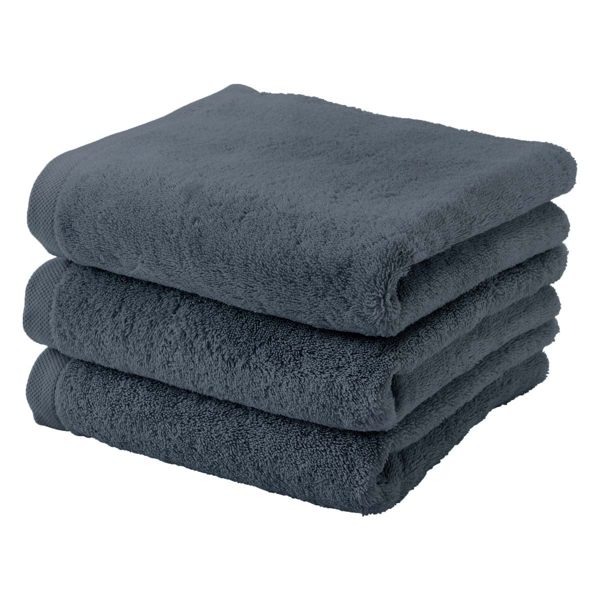 London Handdoek Steel   Donkergrijs   Blauw   Katoen