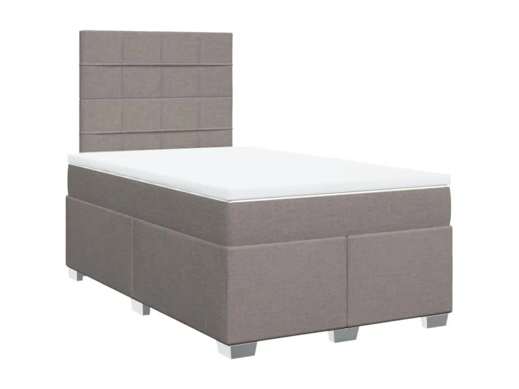 Cama box spring con colchón tela gris taupe 120x190 cm gqn3522990