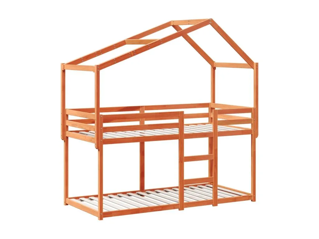 Cama litera con techo Jmmhogar maciza Jmmhogar marrón cera 90x190 cm