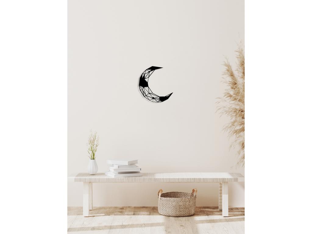 Decoración de Metal Luna 9, Negro, 40x0,15x42 cm, Mubdelu