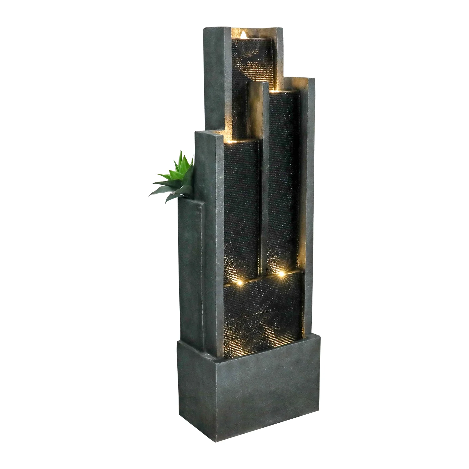 4-Tier Water Fountain with LED Lights - 50.7" H Waterfall Fountain Indoor Outdoor Water Feature for Home, Patio, Garden - Image 10