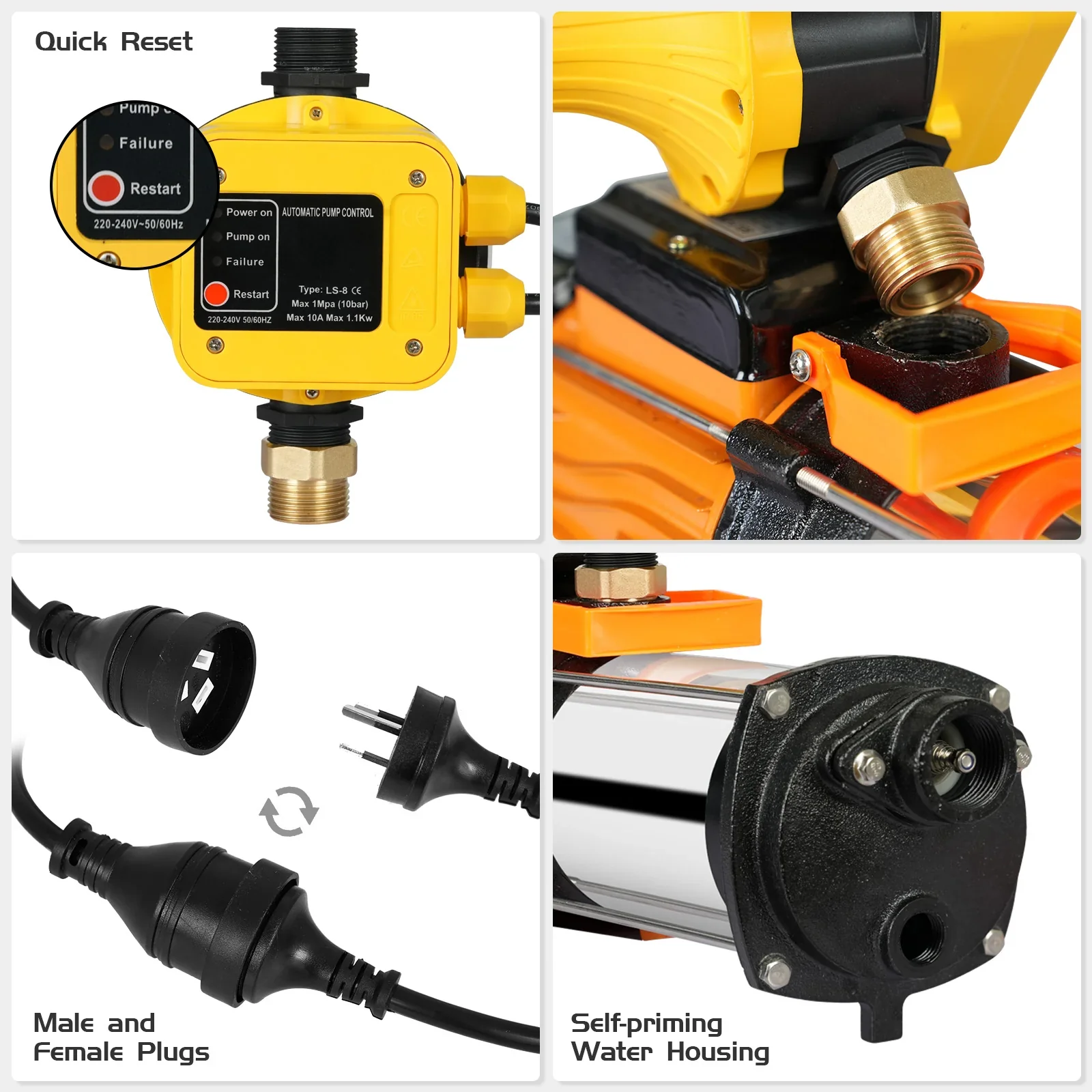 2500W Water Pump With Pressure Controller