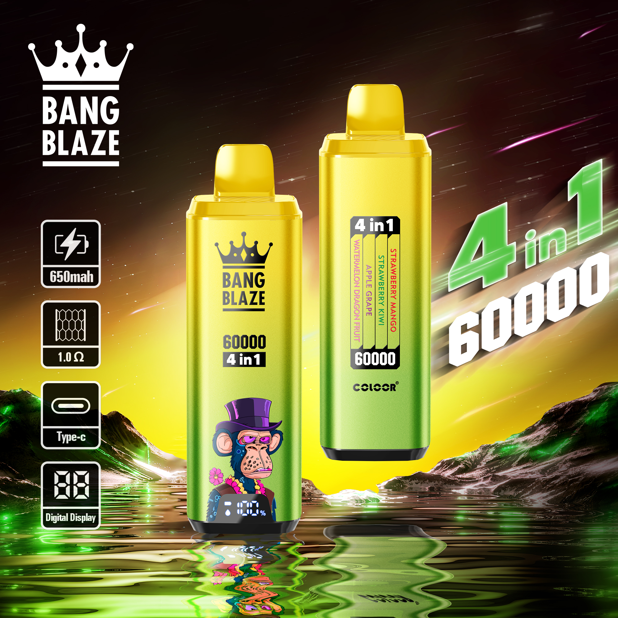 Bang Blaze 60000 Puffs 4in1 Smart Display Vape