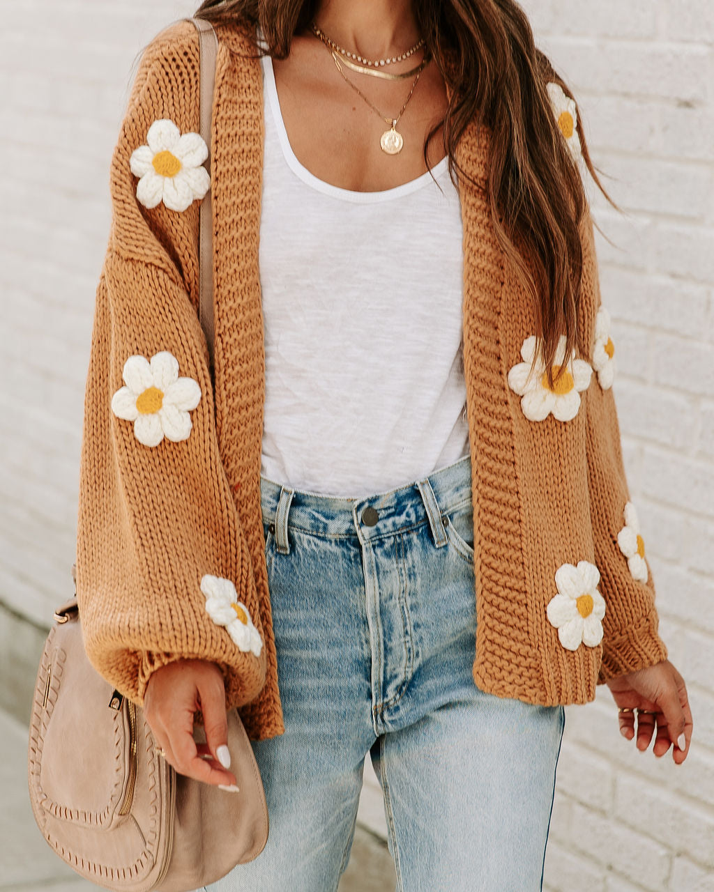 PREORDER - Fallen Daisy Oversized Knit Cardigan - Se7enfashion