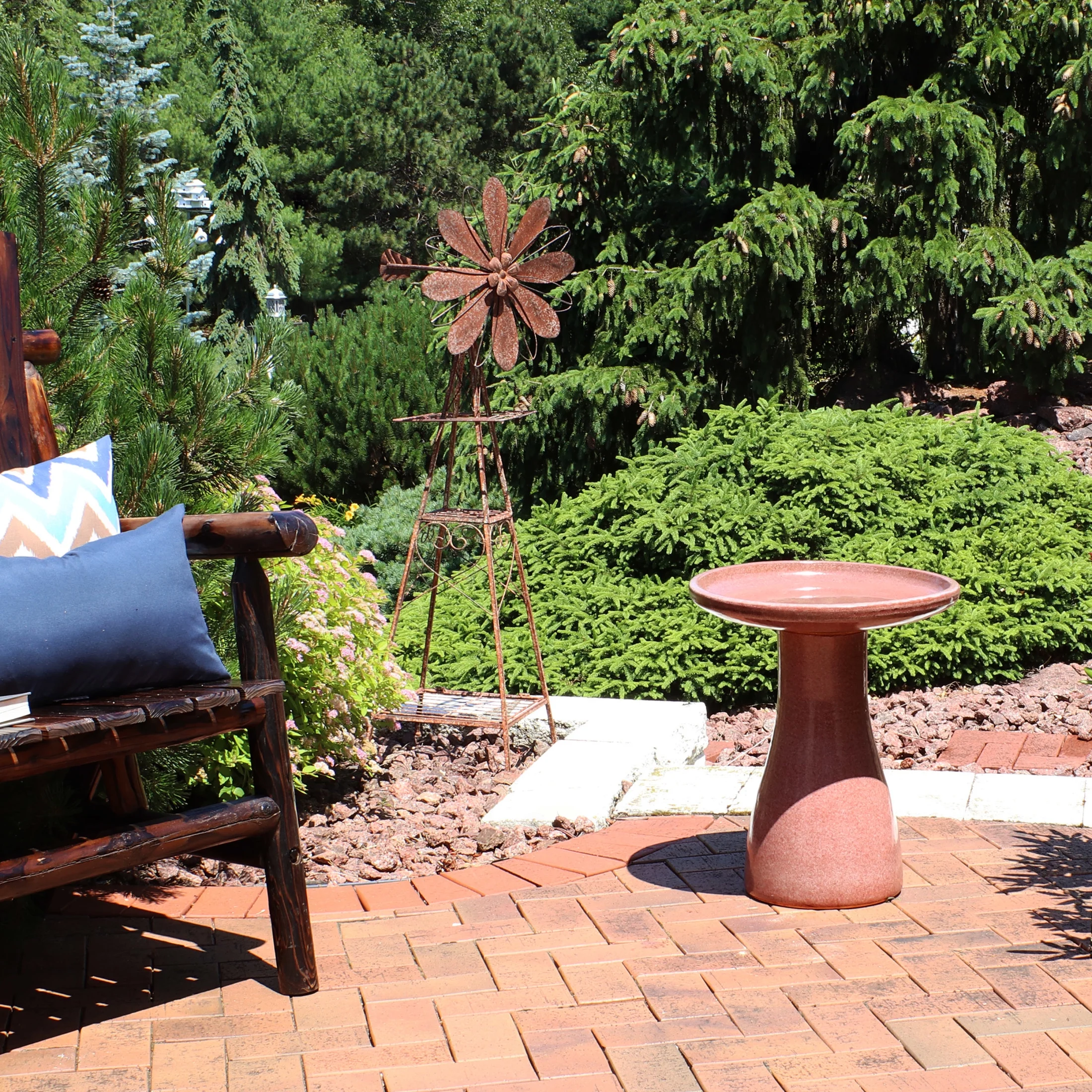Sunnydaze Freestanding Ceramic Outdoor Bird Bath, Glazed, UV-Resistant Galaxy Blue Finish - Image 34