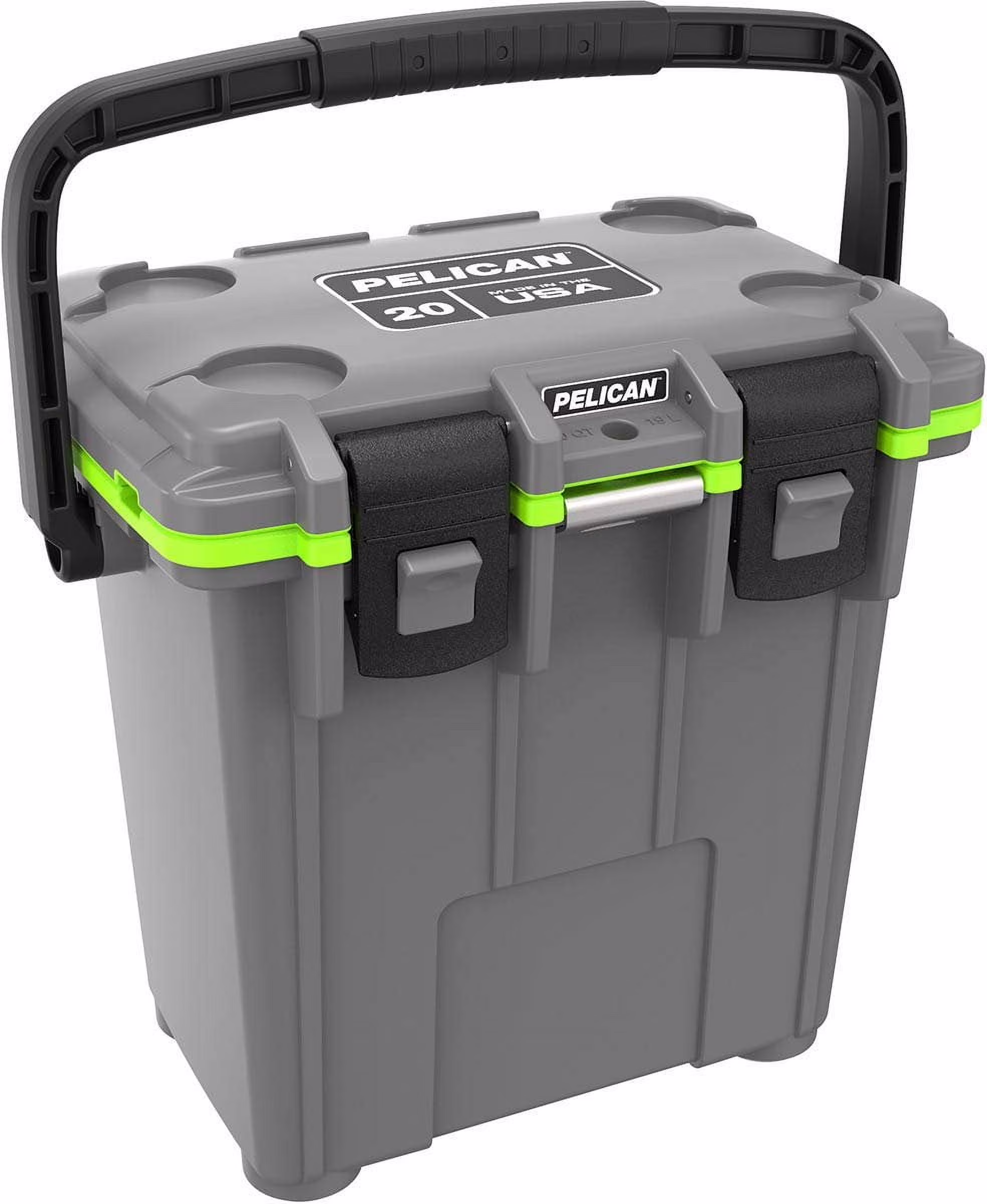 Pelican 20QT Elite Cooler Dark Grey/Green 15 Can or 4 Wine Bottle Capacity with Ice 2 Day Ice Retention Guaranteed for Life(Grey/Green)