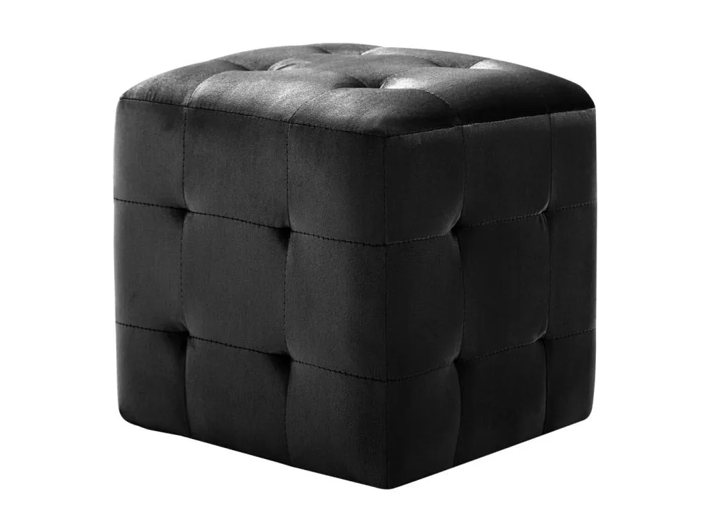 Puf 2 unidades en terciopelo negro 30x30x30 cm. otv2402029